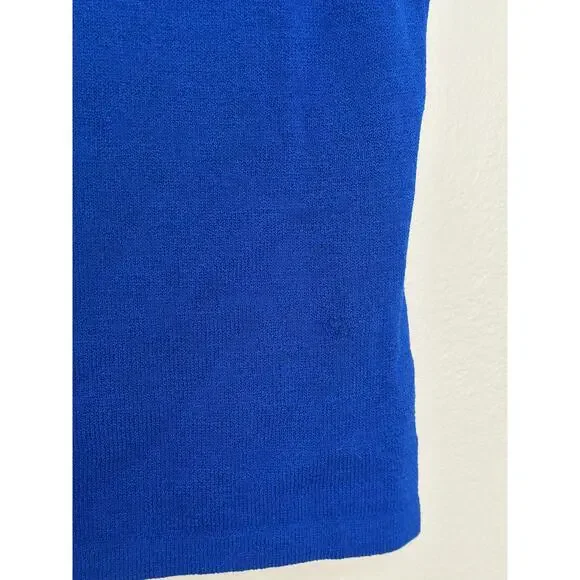 St. John M/L Royal Blue Sleeveless Knit Sweater Shell Tank Top Scoop Neck - Picture 9 of 12